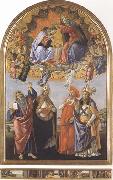 Coronation of the Virgin,with Sts john the Evangelist,Augustine,Jerome and Eligius or San Marco Altarpiece Sandro Botticelli